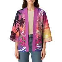 Guam Latte Stone with Map Kimono Bougainvillea Beach Sunset - Polynesian Pride