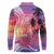Guam Latte Stone with Map Long Sleeve Polo Shirt Bougainvillea Beach Sunset