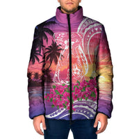 Guam Latte Stone with Map Padded Jacket Bougainvillea Beach Sunset - Polynesian Pride