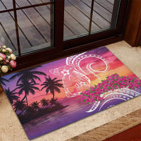 Guam Latte Stone with Map Rubber Doormat Bougainvillea Beach Sunset
