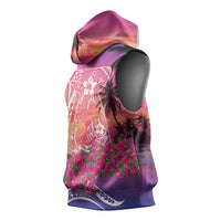 Guam Latte Stone with Map Sleeveless Hoodie Bougainvillea Beach Sunset - Polynesian Pride