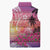 Guam Latte Stone with Map Sleeveless Puffer Jacket Bougainvillea Beach Sunset - Polynesian Pride
