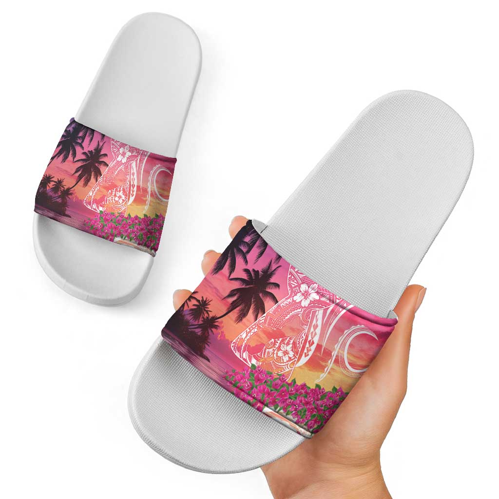 Guam Latte Stone with Map Slide Sandals Bougainvillea Beach Sunset - Polynesian Pride