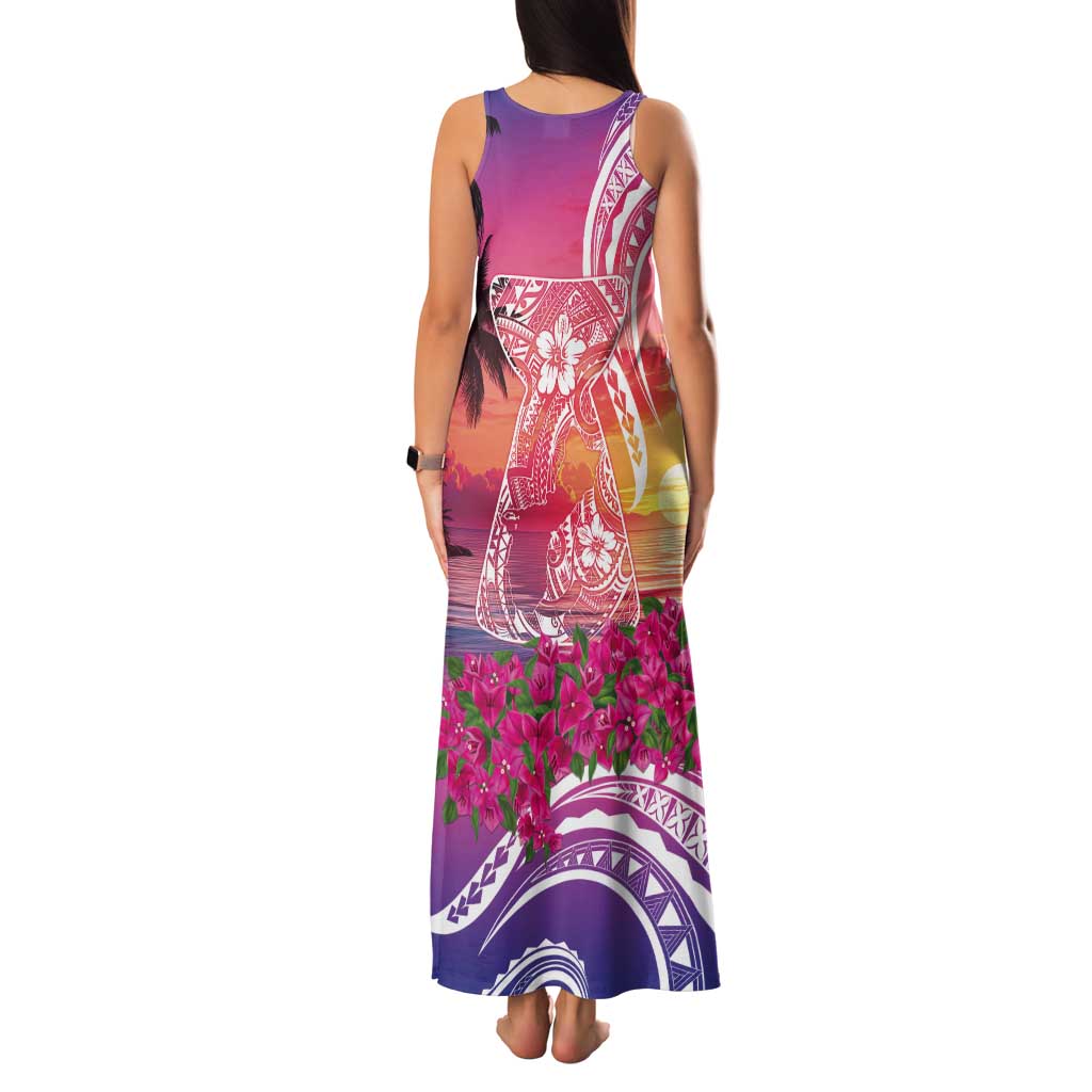 Guam Latte Stone with Map Tank Maxi Dress Bougainvillea Beach Sunset