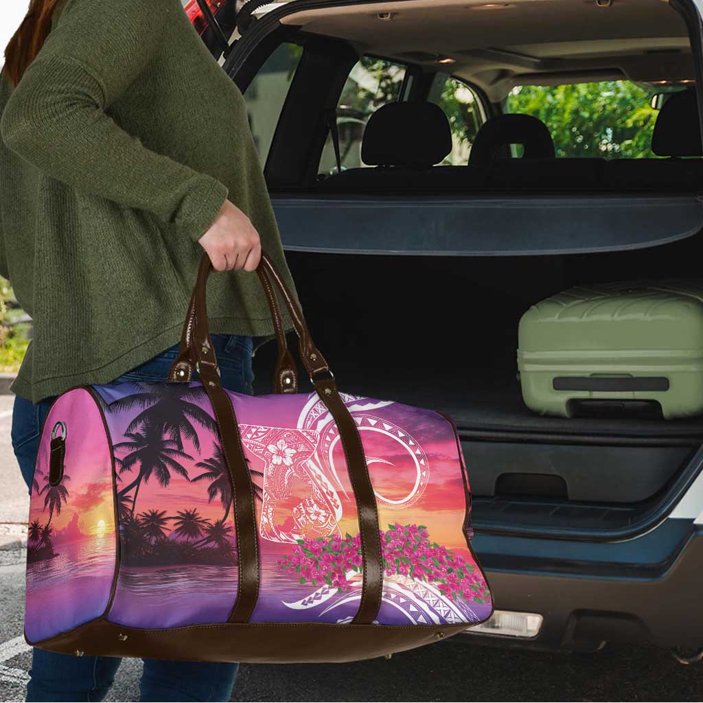 Guam Latte Stone with Map Travel Bag Bougainvillea Beach Sunset - Polynesian Pride