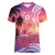 Guam Latte Stone with Map Women V-Neck T-Shirt Bougainvillea Beach Sunset