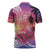 Guam Latte Stone with Map Zipper Polo Shirt Bougainvillea Beach Sunset - Polynesian Pride