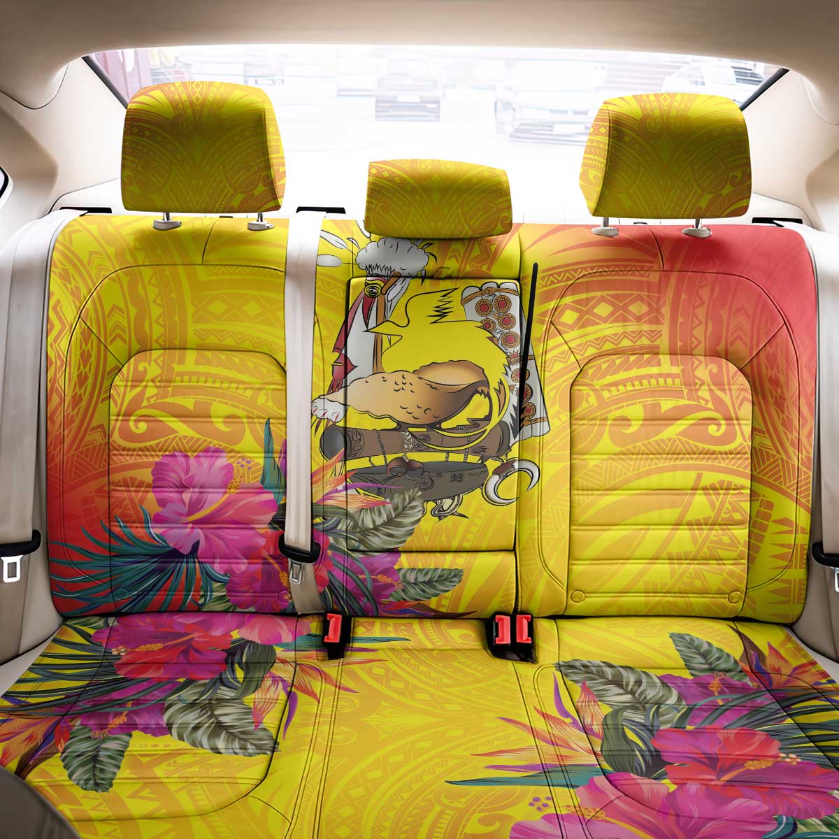 Papua New Guinea Cultural Tropical Flowers Back Car Seat Cover LT9 - Polynesian Pride