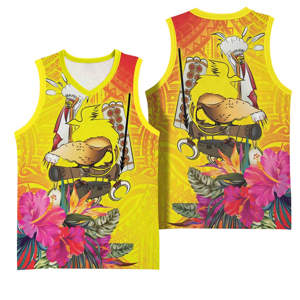 Papua New Guinea Cultural Tropical Flowers Basketball Jersey - Polynesian Pride