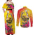 Papua New Guinea Cultural Tropical Flowers Couples Matching Off Shoulder Maxi Dress and Long Sleeve Button Shirt
