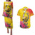 Papua New Guinea Cultural Tropical Flowers Couples Matching Puletasi and Hawaiian Shirt