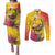 Papua New Guinea Cultural Tropical Flowers Couples Matching Puletasi and Long Sleeve Button Shirt