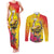 Papua New Guinea Cultural Tropical Flowers Couples Matching Tank Maxi Dress and Long Sleeve Button Shirt