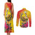 Papua New Guinea Cultural Tropical Flowers Couples Matching Tank Maxi Dress and Long Sleeve Button Shirt