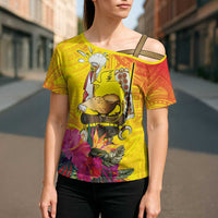 Papua New Guinea Cultural Tropical Flowers Cross Shoulder Shirt - Polynesian Pride