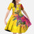 Papua New Guinea Cultural Tropical Flowers Family Matching Long Sleeve Bodycon Dress and Hawaiian Shirt