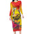 Papua New Guinea Cultural Tropical Flowers Family Matching Long Sleeve Bodycon Dress and Hawaiian Shirt