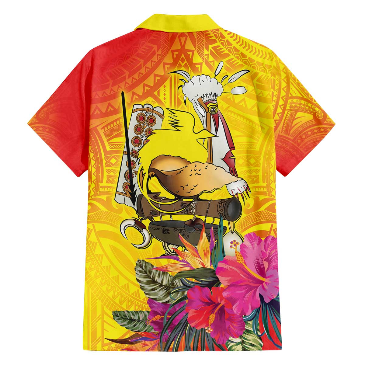Papua New Guinea Cultural Tropical Flowers Family Matching Off The Shoulder Long Sleeve Dress and Hawaiian Shirt LT9 - Polynesian Pride