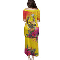 Papua New Guinea Cultural Tropical Flowers Family Matching Puletasi and Hawaiian Shirt