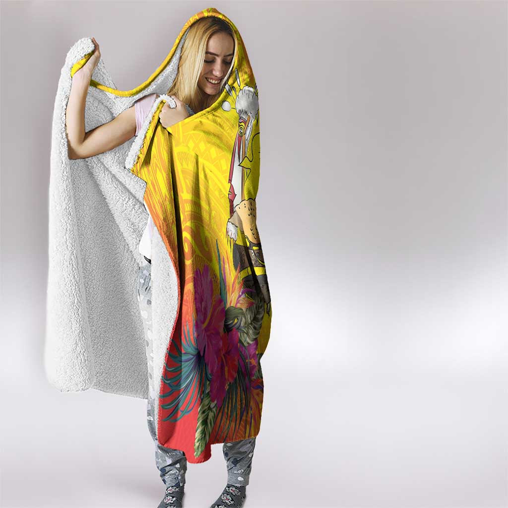 Papua New Guinea Cultural Tropical Flowers Hooded Blanket