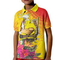 Papua New Guinea Cultural Tropical Flowers Kid Polo Shirt