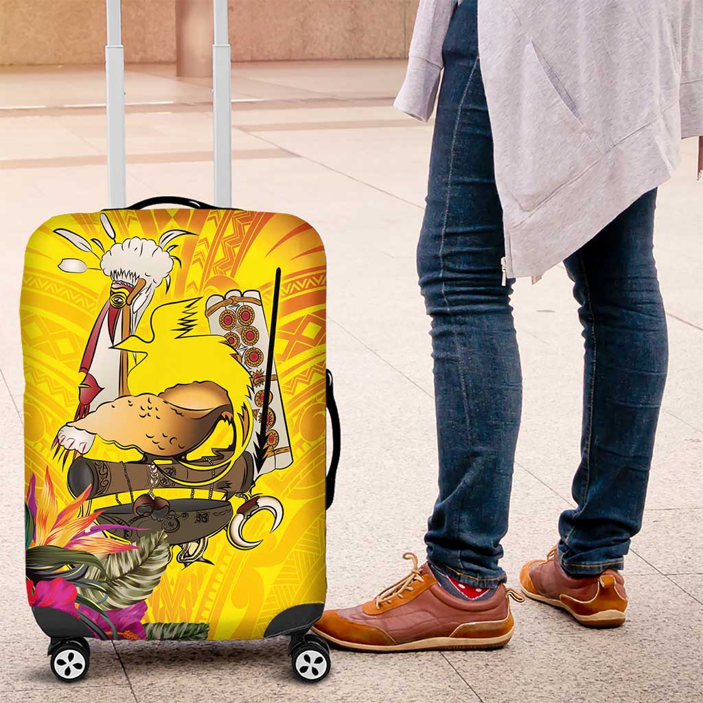 Papua New Guinea Cultural Tropical Flowers Luggage Cover LT9 Gold - Polynesian Pride