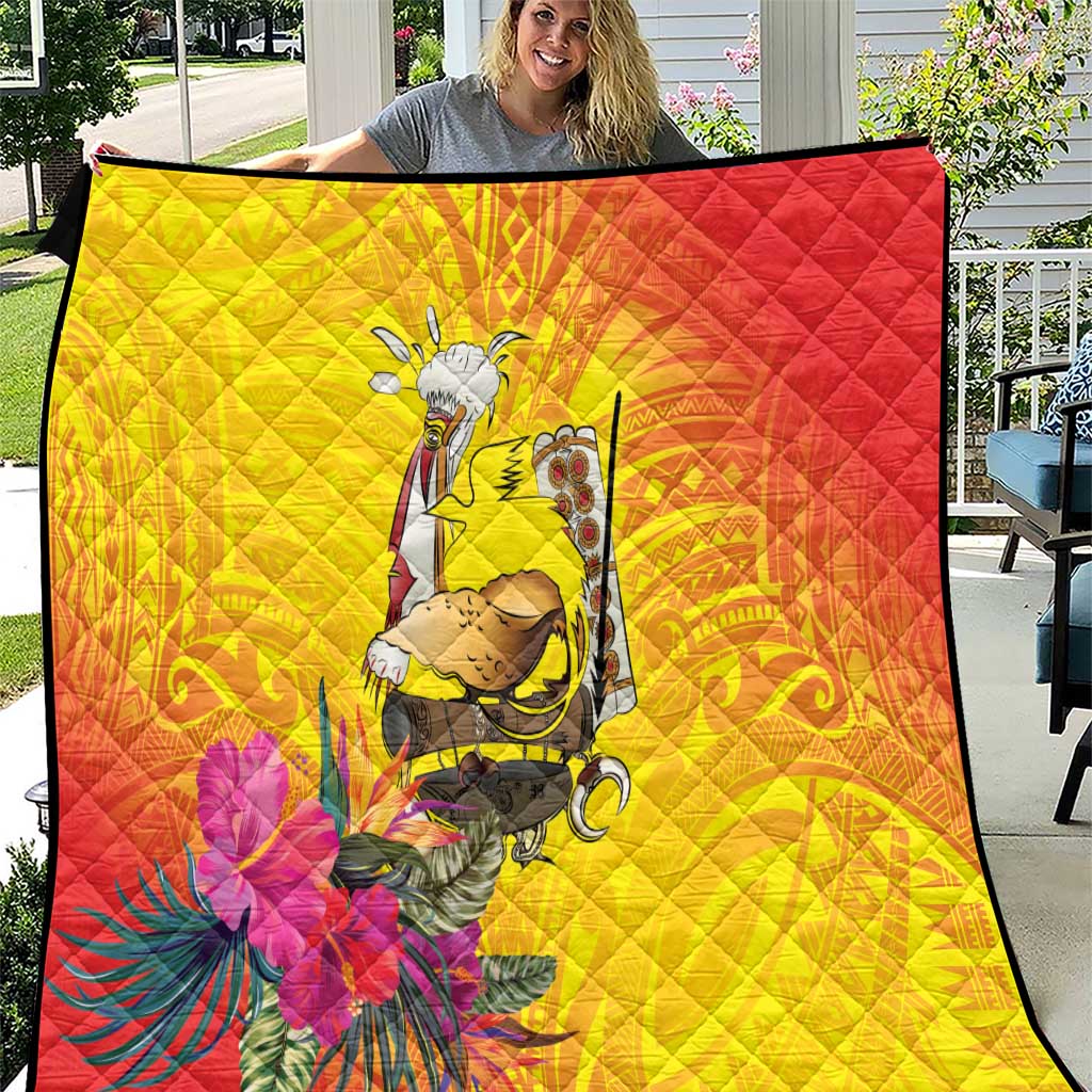 Papua New Guinea Cultural Tropical Flowers Quilt LT9 Gold - Polynesian Pride