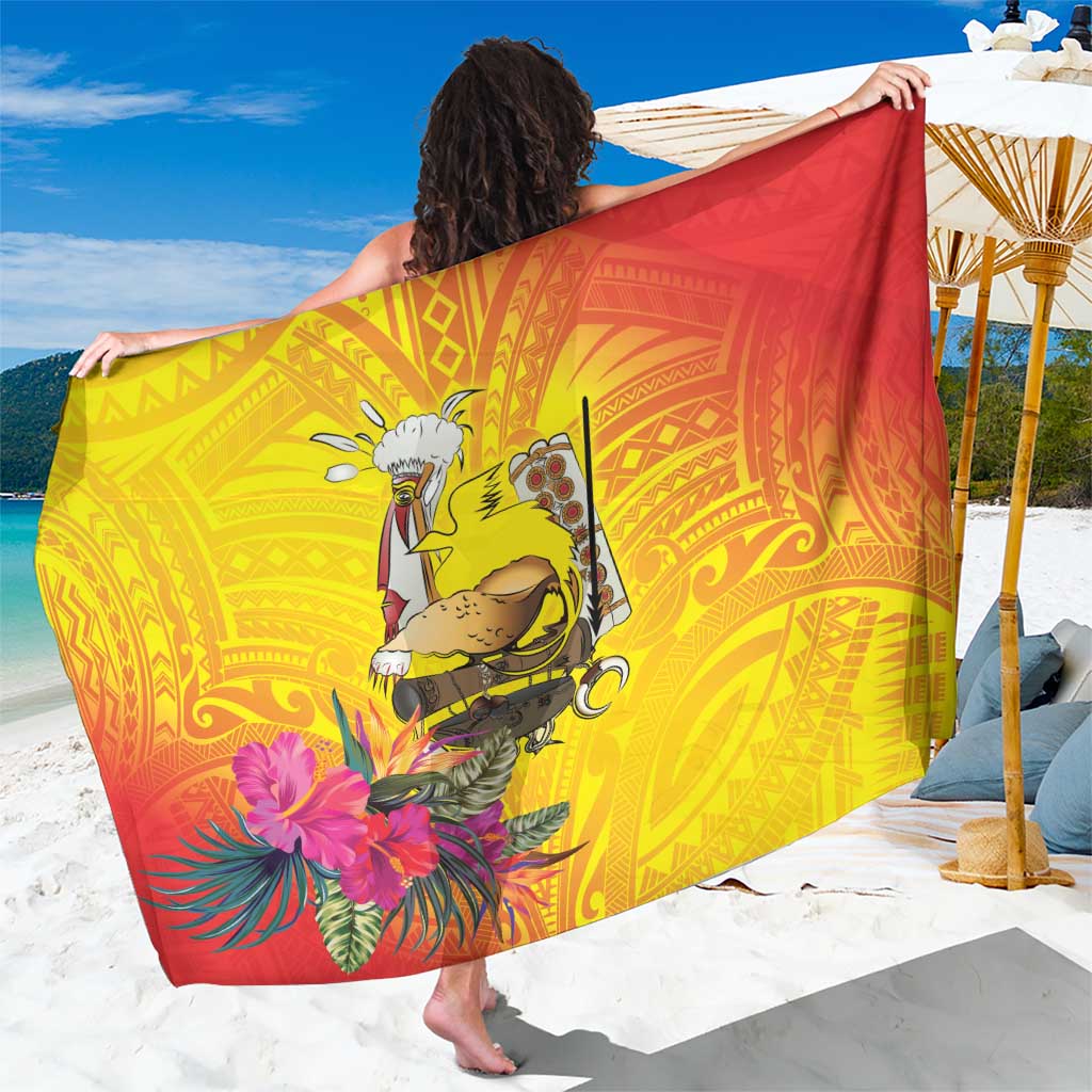 Papua New Guinea Cultural Tropical Flowers Sarong LT9 One Size 44 x 66 inches Gold - Polynesian Pride