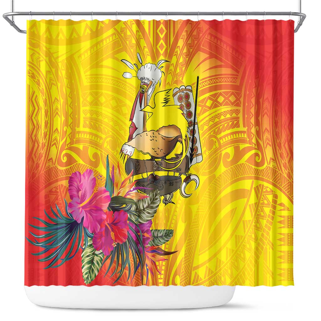 Papua New Guinea Cultural Tropical Flowers Shower Curtain LT9 Gold - Polynesian Pride