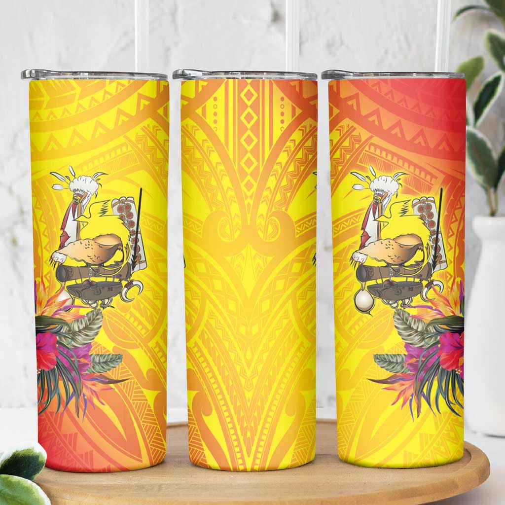 Papua New Guinea Cultural Tropical Flowers Skinny Tumbler