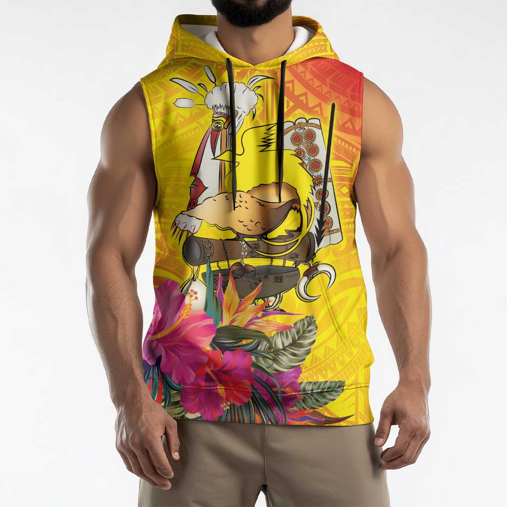 Papua New Guinea Cultural Tropical Flowers Sleeveless Hoodie - Polynesian Pride