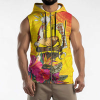 Papua New Guinea Cultural Tropical Flowers Sleeveless Zip Hoodie - Polynesian Pride