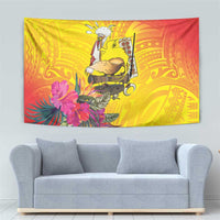 Papua New Guinea Cultural Tropical Flowers Tapestry