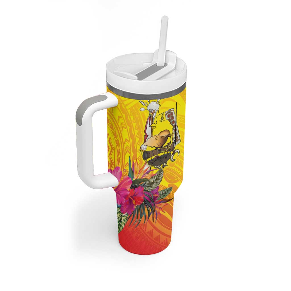 Papua New Guinea Cultural Tropical Flowers Tumbler With Handle