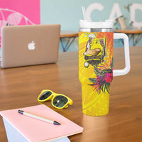 Papua New Guinea Cultural Tropical Flowers Tumbler With Handle