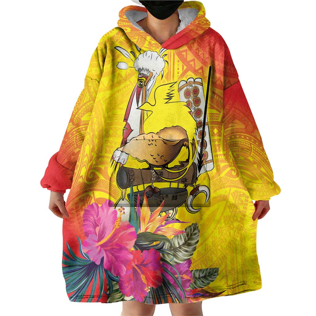 Papua New Guinea Cultural Tropical Flowers Wearable Blanket Hoodie