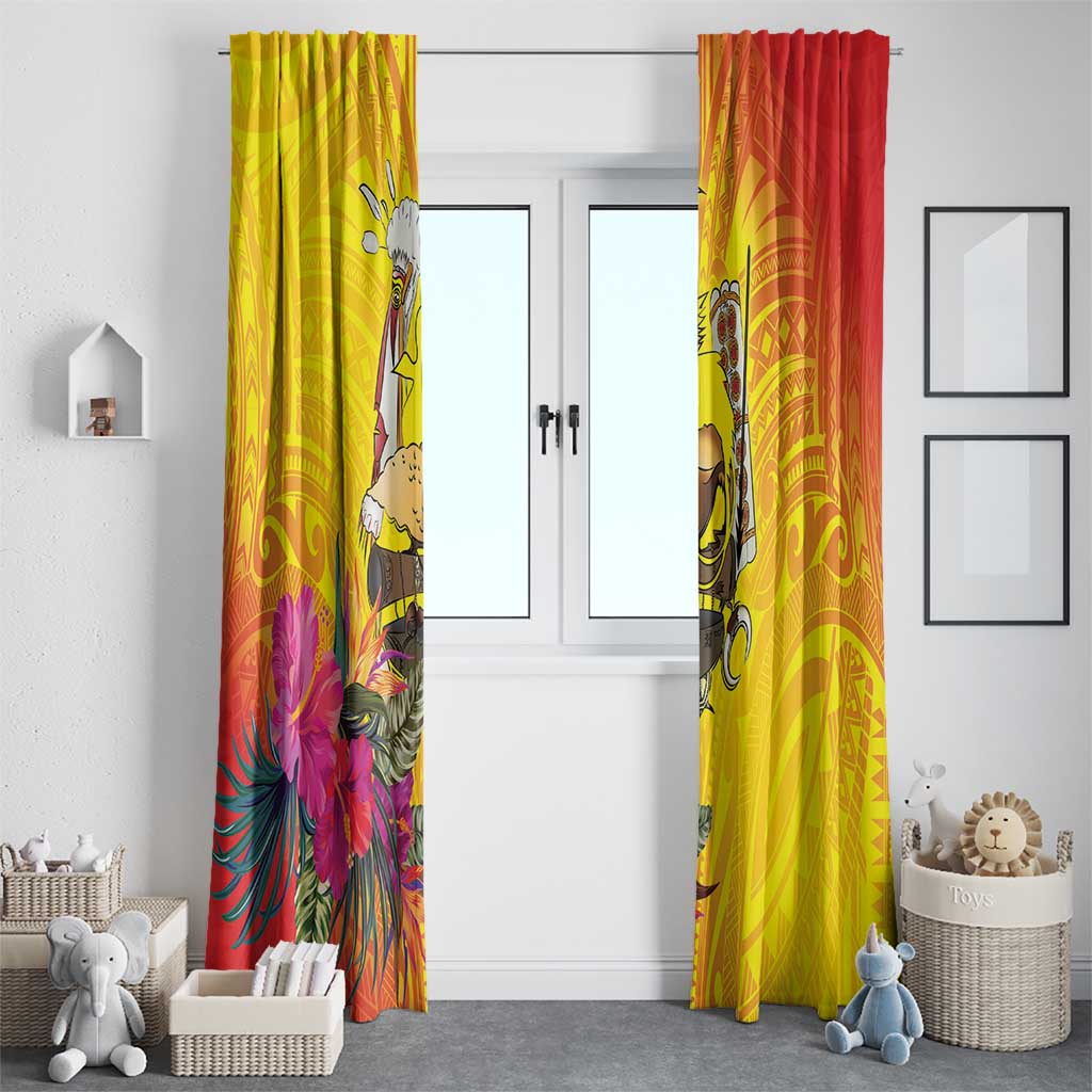 Papua New Guinea Cultural Tropical Flowers Window Curtain