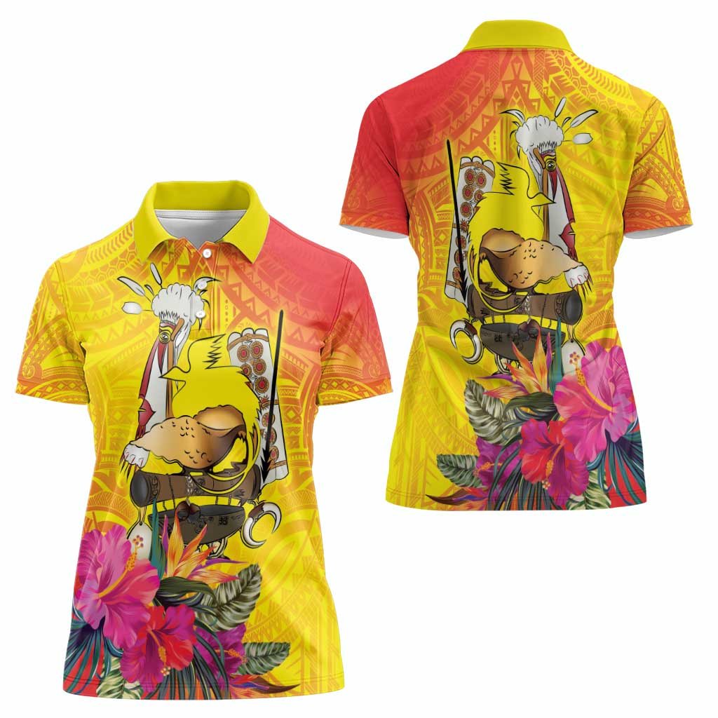 Papua New Guinea Cultural Tropical Flowers Women Polo Shirt
