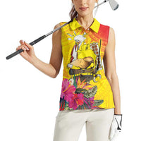 Papua New Guinea Cultural Tropical Flowers Women Sleeveless Polo Shirt