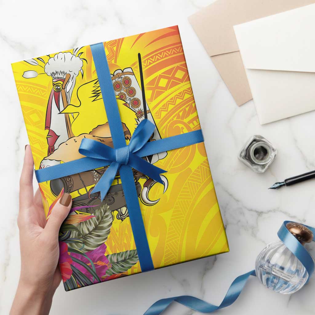 Papua New Guinea Cultural Tropical Flowers Wrapping Paper - Polynesian Pride