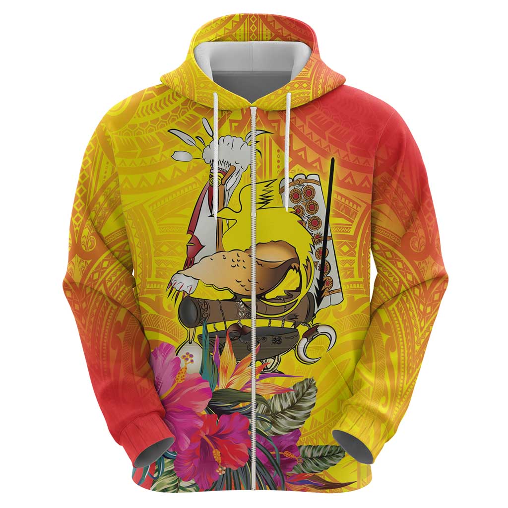 Papua New Guinea Cultural Tropical Flowers Zip Hoodie LT9 - Polynesian Pride