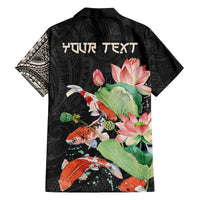 Personalized Japanese Koi Fish Family Matching Tank Maxi Dress and Hawaiian Shirt with Polynesian Pattern