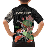 Personalized Japanese Koi Fish Kid Hawaiian Shirt with Polynesian Pattern