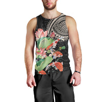 Personalized Japanese Koi Fish Men Tank Top with Polynesian Pattern