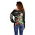 Personalized Japanese Koi Fish Off Shoulder Sweater with Polynesian Pattern