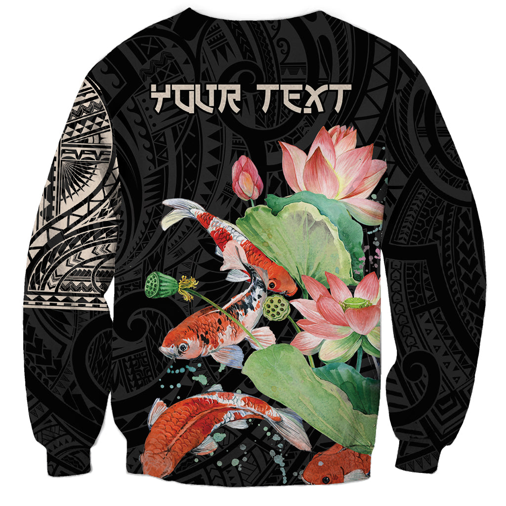 Personalized Japanese Koi Fish Sweatshirt with Polynesian Pattern
