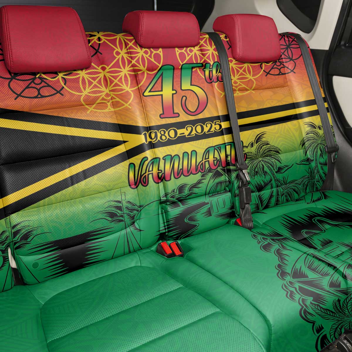 Hapi 45th Indipendens Dei Vanuatu Back Car Seat Cover Yumi 1980 with Vanuatuan Beach Landscape