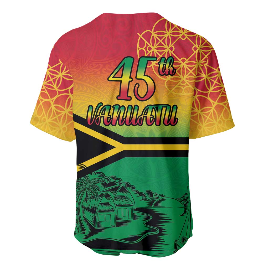 Hapi 45th Indipendens Dei Vanuatu Baseball Jersey Yumi 1980 with Vanuatuan Beach Landscape