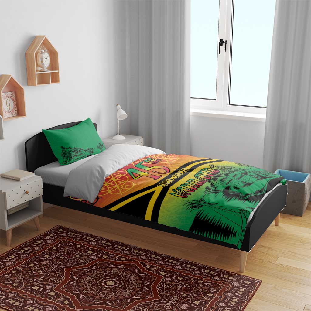 Hapi 45th Indipendens Dei Vanuatu Bedding Set Yumi 1980 with Vanuatuan Beach Landscape