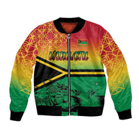 Hapi 45th Indipendens Dei Vanuatu Bomber Jacket Yumi 1980 with Vanuatuan Beach Landscape LT9 Unisex Red - Polynesian Pride